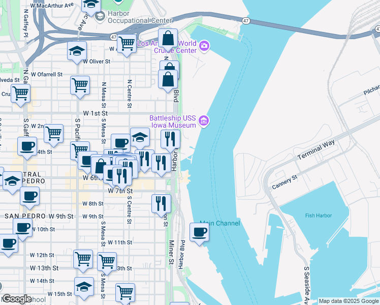 map of restaurants, bars, coffee shops, grocery stores, and more near 444 South Harbor Boulevard in Los Angeles