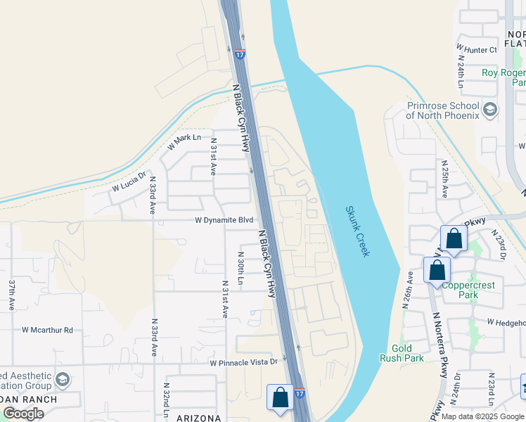 map of restaurants, bars, coffee shops, grocery stores, and more near Black Canyon Freeway in Phoenix