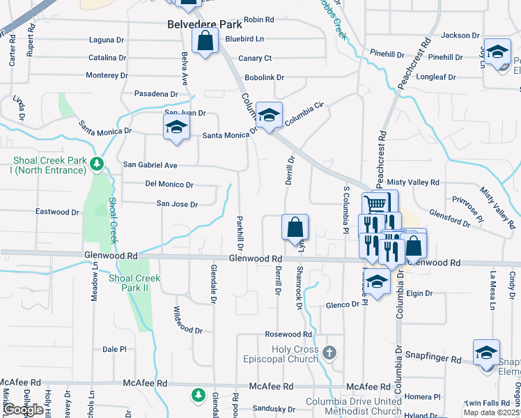 map of restaurants, bars, coffee shops, grocery stores, and more near 1753 Thomas Terrace in Decatur