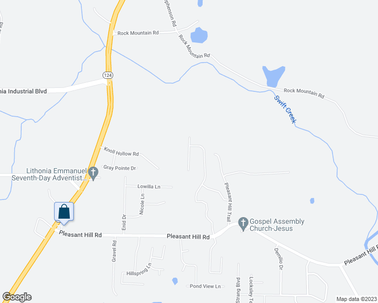 map of restaurants, bars, coffee shops, grocery stores, and more near 1738 Indian Woods Road in Lithonia