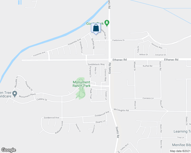 map of restaurants, bars, coffee shops, grocery stores, and more near 3594 Pillar Court in Perris