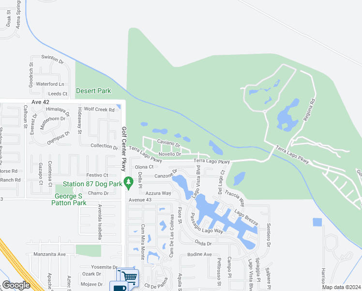 map of restaurants, bars, coffee shops, grocery stores, and more near 84302 Caviano Drive in Indio