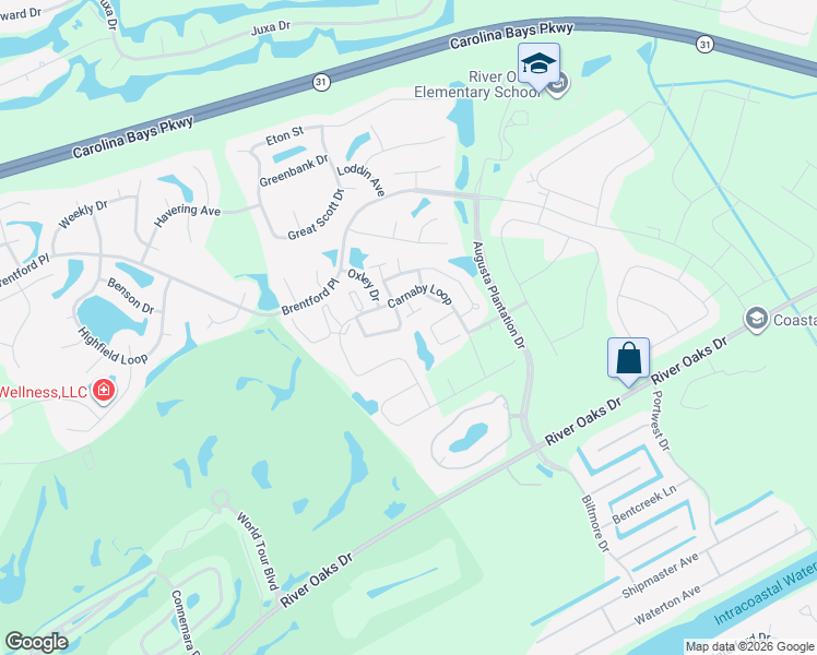 map of restaurants, bars, coffee shops, grocery stores, and more near 801 New London Court in Myrtle Beach