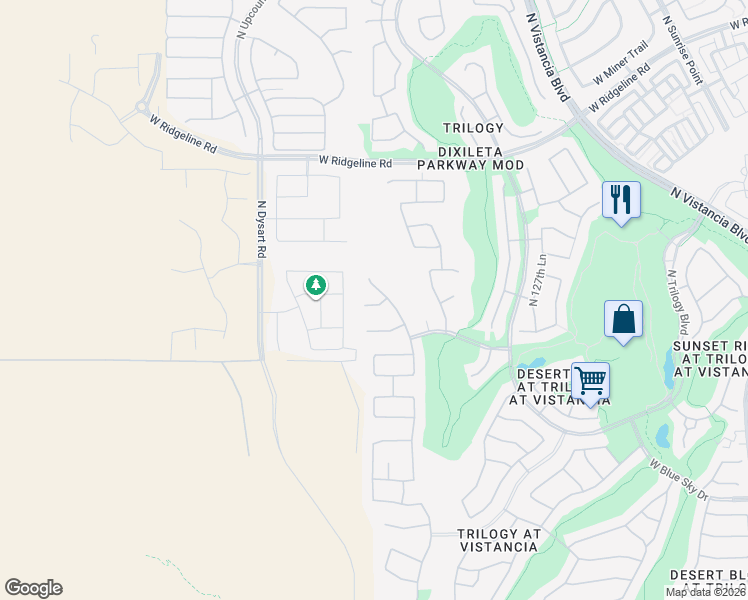 map of restaurants, bars, coffee shops, grocery stores, and more near 28432 North 130th Drive in Peoria