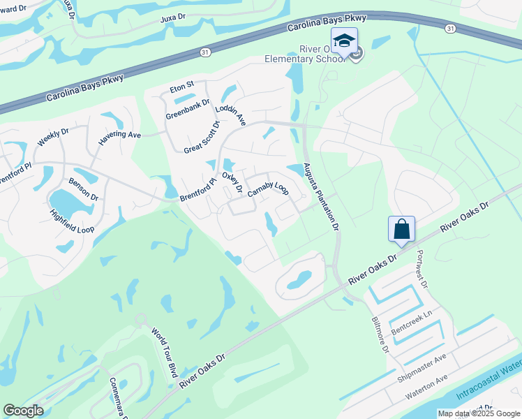 map of restaurants, bars, coffee shops, grocery stores, and more near 801 New London Court in Myrtle Beach