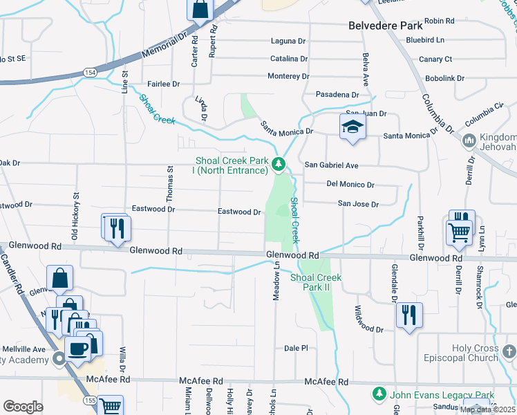 map of restaurants, bars, coffee shops, grocery stores, and more near 2885 Amelia Avenue in Decatur