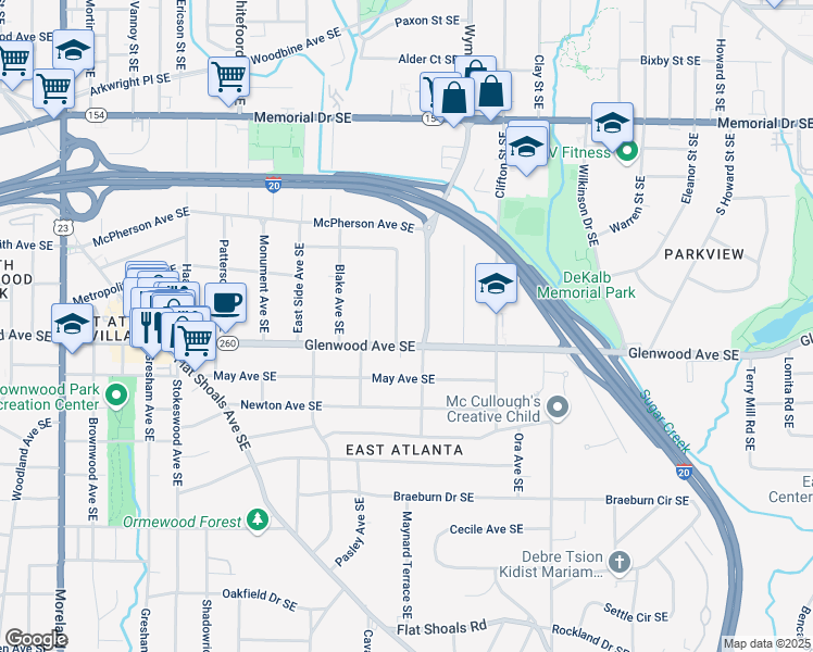 map of restaurants, bars, coffee shops, grocery stores, and more near 488 McWilliams Avenue Southeast in Atlanta