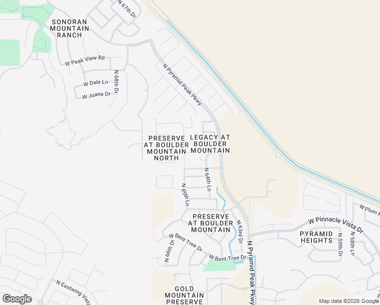 map of restaurants, bars, coffee shops, grocery stores, and more near 6510 West Silver Sage Lane in Phoenix