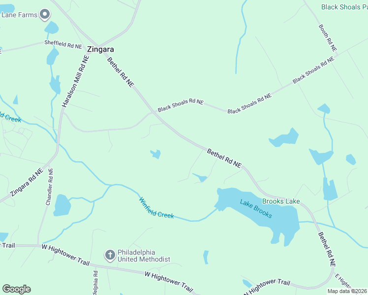 map of restaurants, bars, coffee shops, grocery stores, and more near 2361 Bethel Road Northeast in Conyers