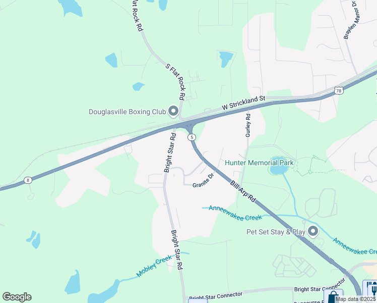 map of restaurants, bars, coffee shops, grocery stores, and more near 8810 Bright Star Road in Douglasville