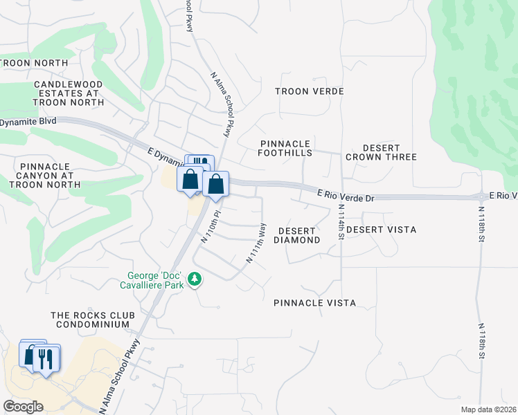 map of restaurants, bars, coffee shops, grocery stores, and more near 11146 East Running Deer Trail in Scottsdale
