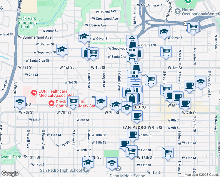 map of restaurants, bars, coffee shops, grocery stores, and more near 860 West 4th Street in Los Angeles