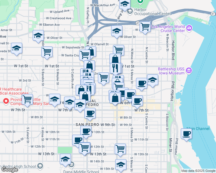 map of restaurants, bars, coffee shops, grocery stores, and more near 560 West 4th Street in Los Angeles