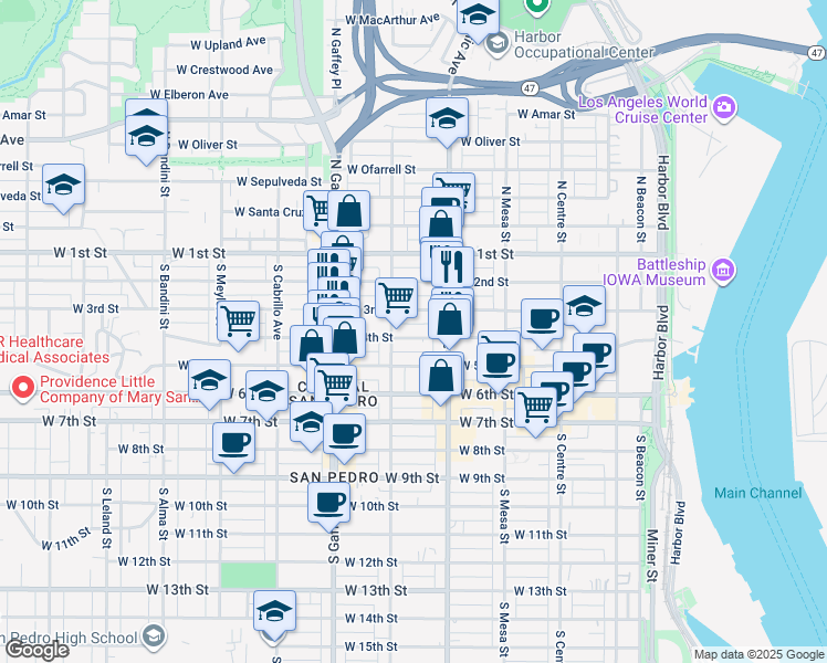 map of restaurants, bars, coffee shops, grocery stores, and more near 328 South Grand Avenue in Los Angeles