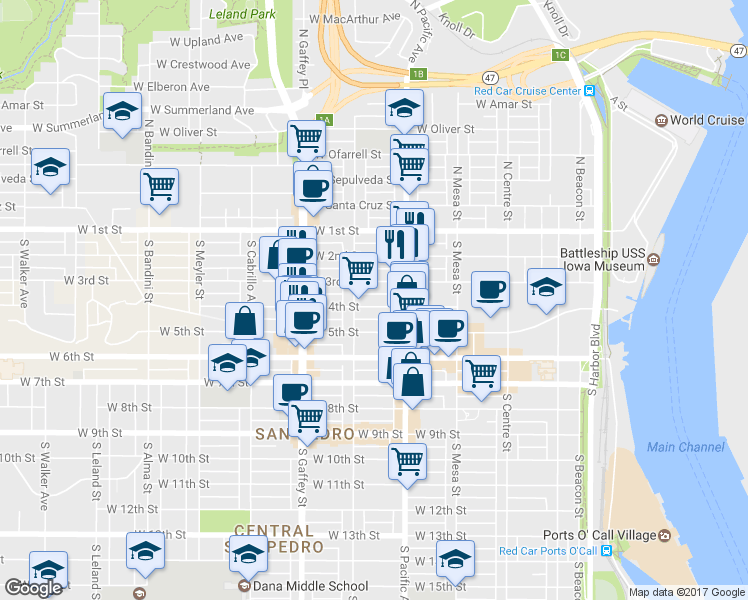 map of restaurants, bars, coffee shops, grocery stores, and more near 560 West 4th Street in Los Angeles