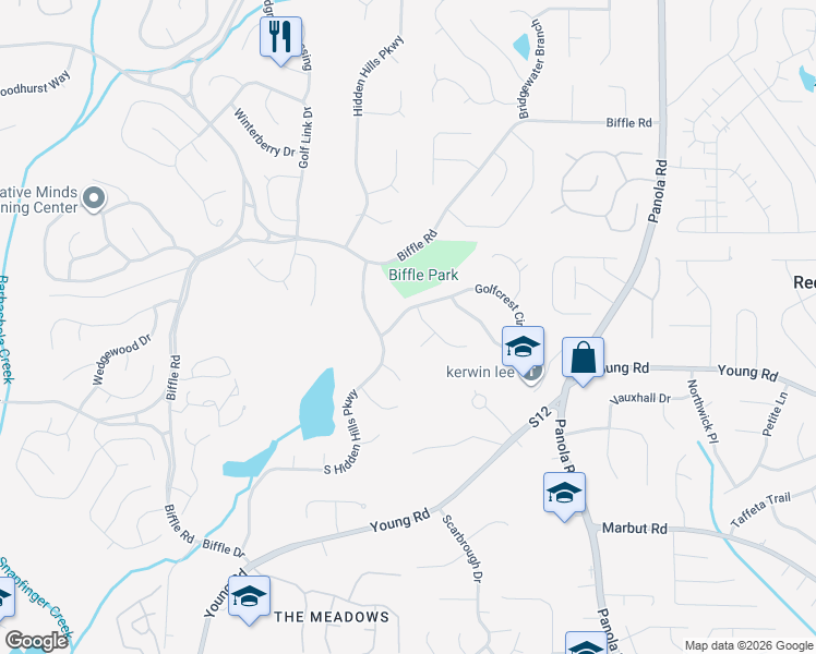 map of restaurants, bars, coffee shops, grocery stores, and more near 5215 Golfcrest Circle in Stone Mountain