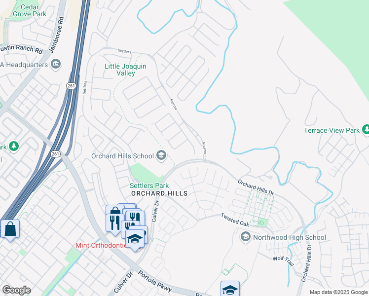 map of restaurants, bars, coffee shops, grocery stores, and more near 106 Heavenly in Irvine