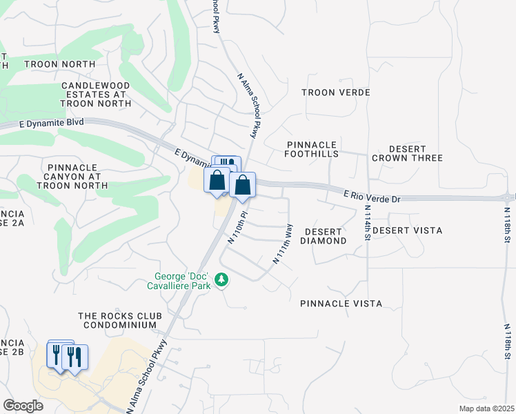 map of restaurants, bars, coffee shops, grocery stores, and more near 11074 East Running Deer Trail in Scottsdale