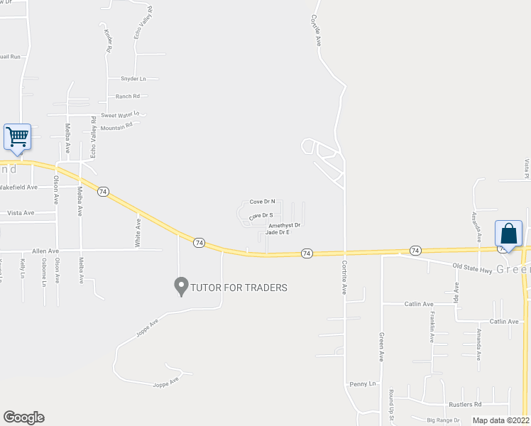 map of restaurants, bars, coffee shops, grocery stores, and more near 32594 California 74 in Hemet