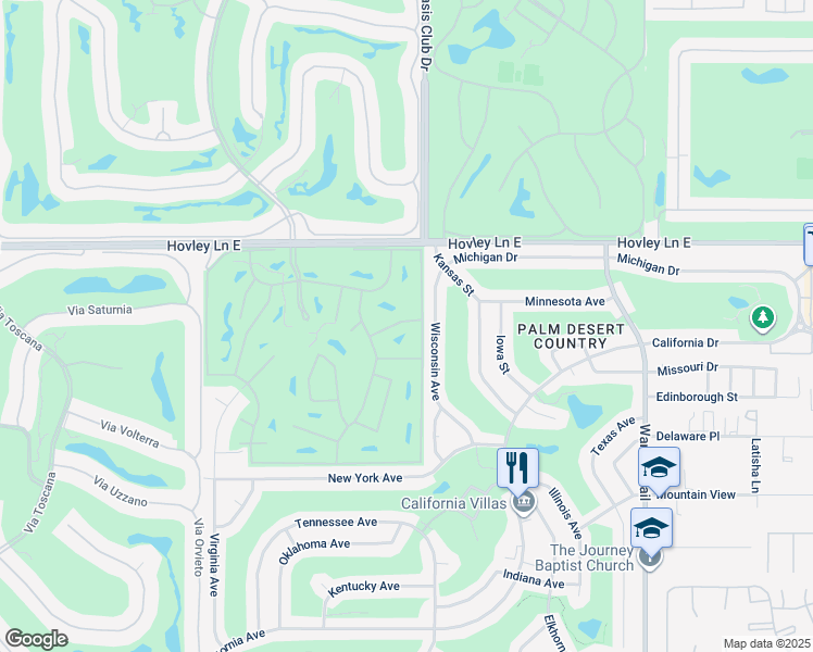 map of restaurants, bars, coffee shops, grocery stores, and more near 76945 Ascalon Avenue in Palm Desert