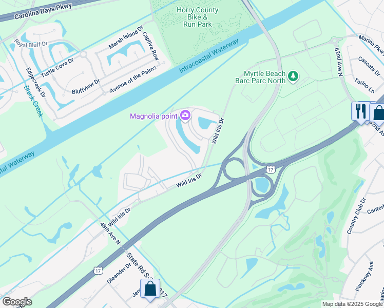 map of restaurants, bars, coffee shops, grocery stores, and more near 4891 Luster Leaf Circle in Myrtle Beach