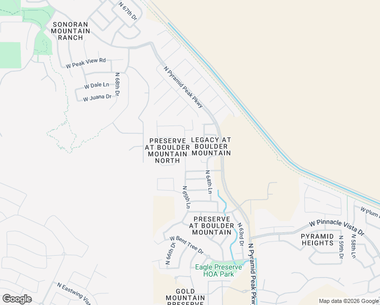 map of restaurants, bars, coffee shops, grocery stores, and more near 6514 West Silver Sage Lane in Phoenix