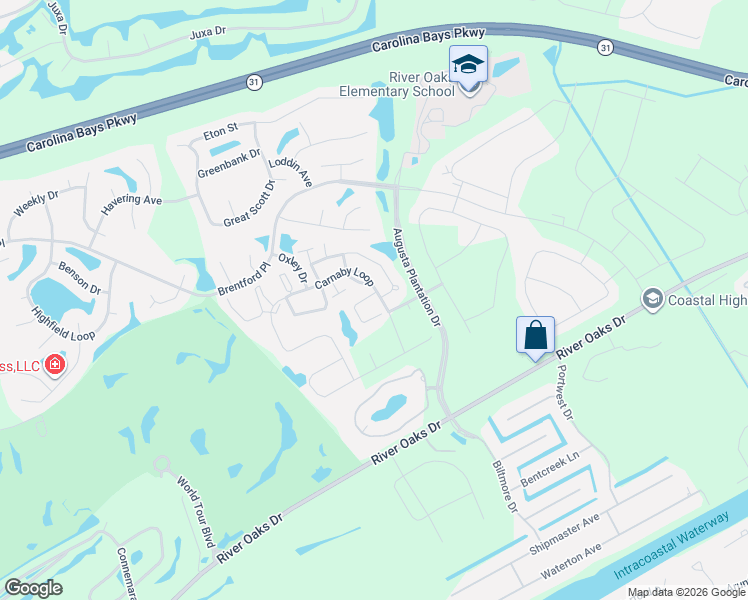 map of restaurants, bars, coffee shops, grocery stores, and more near 901 British Lane in Myrtle Beach