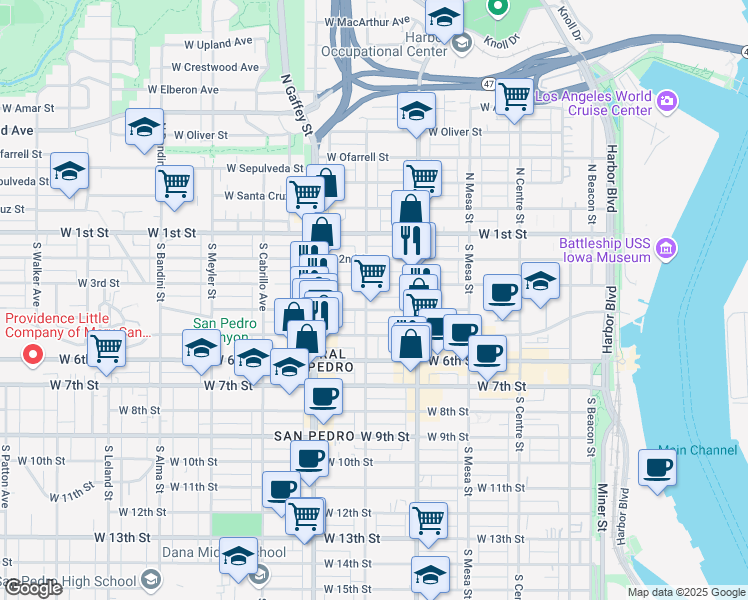 map of restaurants, bars, coffee shops, grocery stores, and more near 322 South Grand Avenue in Los Angeles