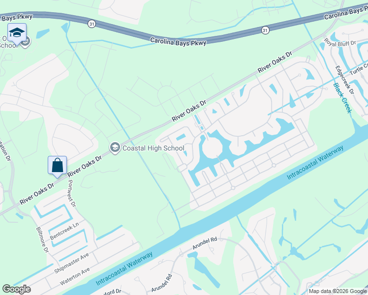 map of restaurants, bars, coffee shops, grocery stores, and more near 515 Cedar Grove Lane in Myrtle Beach