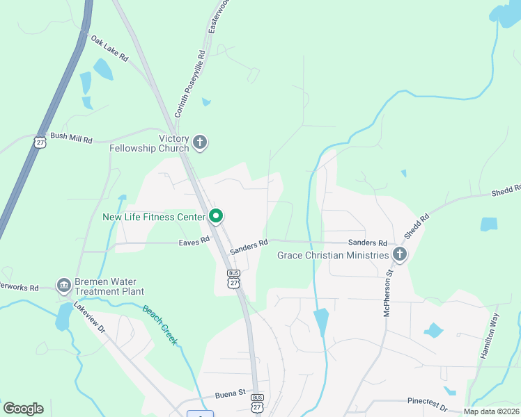 map of restaurants, bars, coffee shops, grocery stores, and more near 62 C W Smith Circle in Bremen