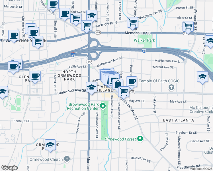 map of restaurants, bars, coffee shops, grocery stores, and more near 471 Flat Shoals Avenue Southeast in Atlanta