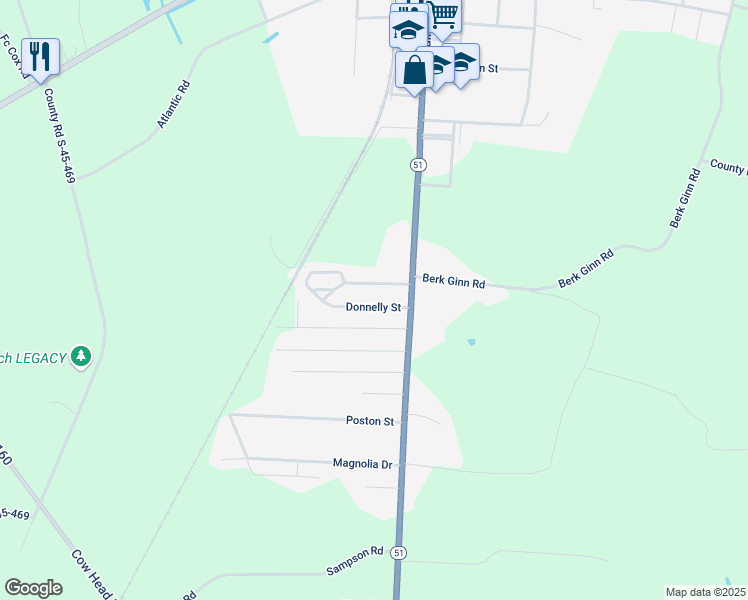 map of restaurants, bars, coffee shops, grocery stores, and more near 52 Donnelly Street in Hemingway
