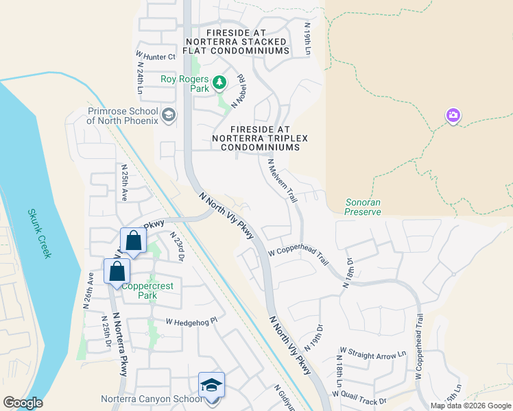 map of restaurants, bars, coffee shops, grocery stores, and more near 28515 North North Valley Parkway in Phoenix