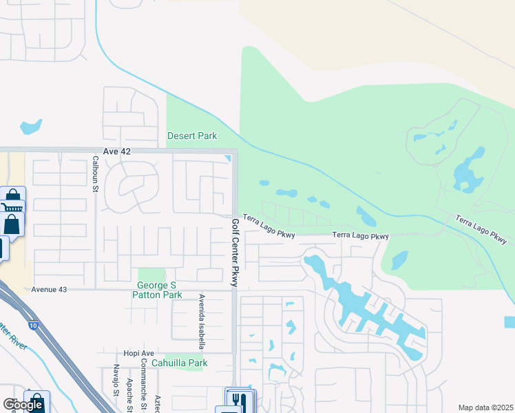 map of restaurants, bars, coffee shops, grocery stores, and more near 84072 Colibri Court in Indio