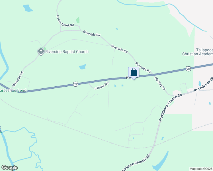 map of restaurants, bars, coffee shops, grocery stores, and more near 13 Cook Street in Tallapoosa