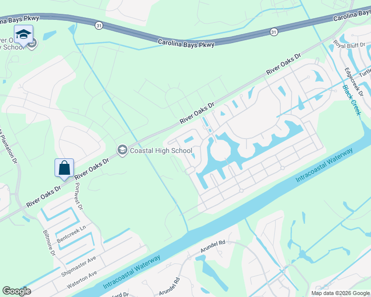 map of restaurants, bars, coffee shops, grocery stores, and more near 515 Cedar Grove Lane in Myrtle Beach