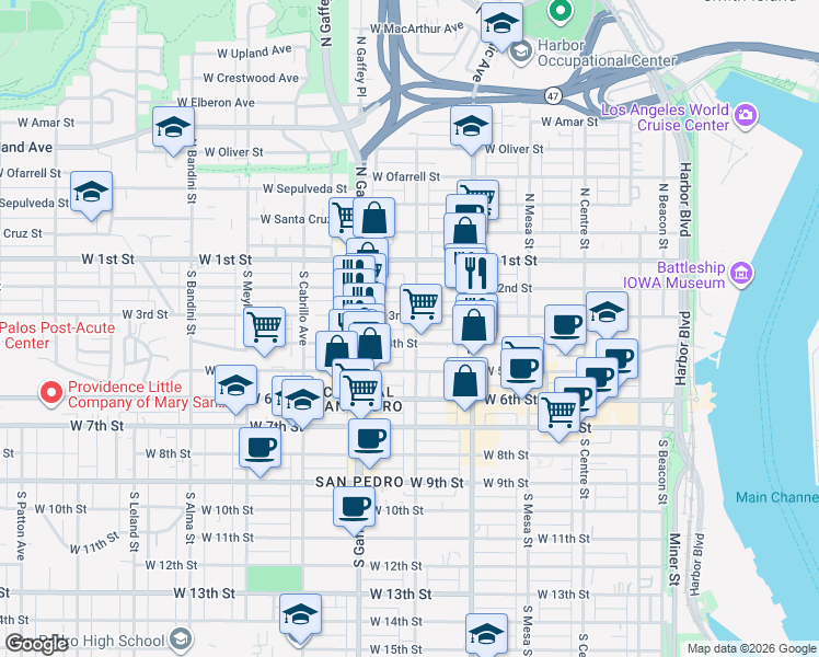 map of restaurants, bars, coffee shops, grocery stores, and more near 317 South Grand Avenue in Los Angeles