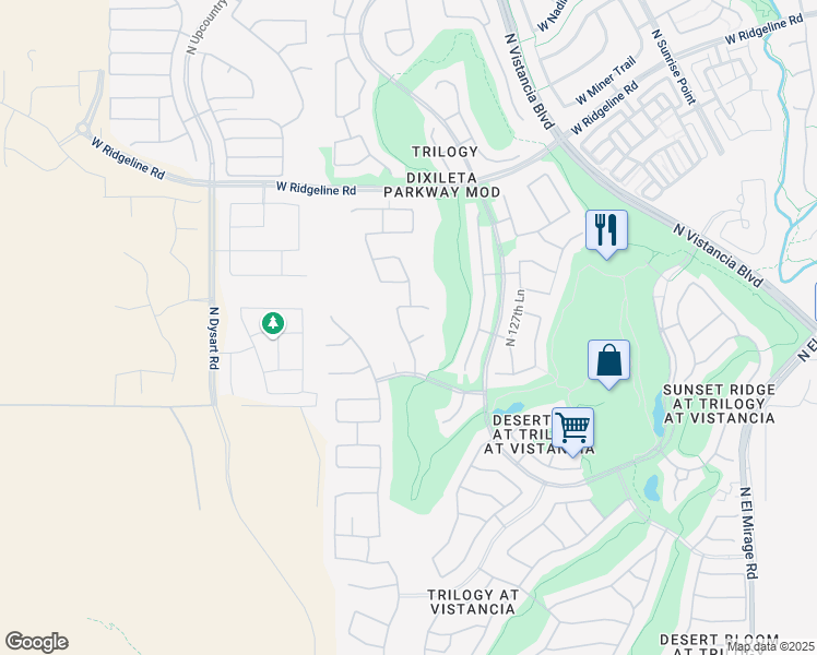 map of restaurants, bars, coffee shops, grocery stores, and more near 28459 North 129th Drive in Peoria