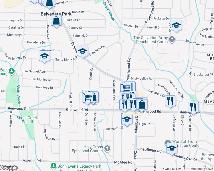 map of restaurants, bars, coffee shops, grocery stores, and more near 1766 McKenzie Drive in Decatur