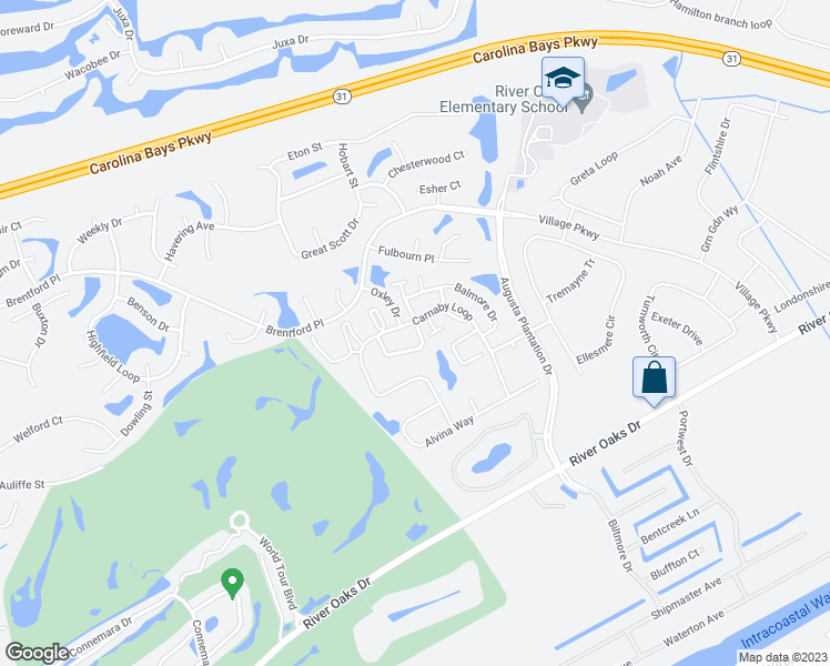 map of restaurants, bars, coffee shops, grocery stores, and more near 451 Carnaby Loop in Myrtle Beach