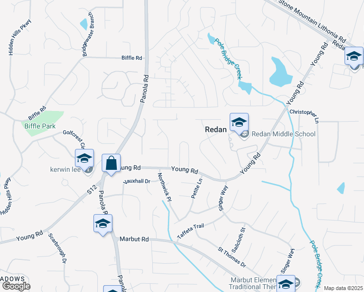 map of restaurants, bars, coffee shops, grocery stores, and more near 1703 Laurel Creek Circle in Lithonia