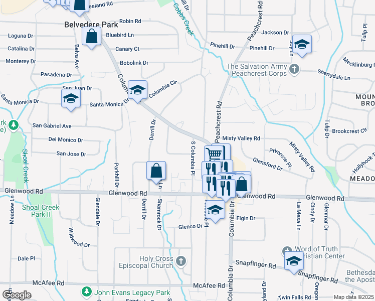map of restaurants, bars, coffee shops, grocery stores, and more near 1782 McKenzie Drive in Decatur