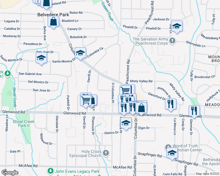 map of restaurants, bars, coffee shops, grocery stores, and more near 1782 McKenzie Drive in Decatur