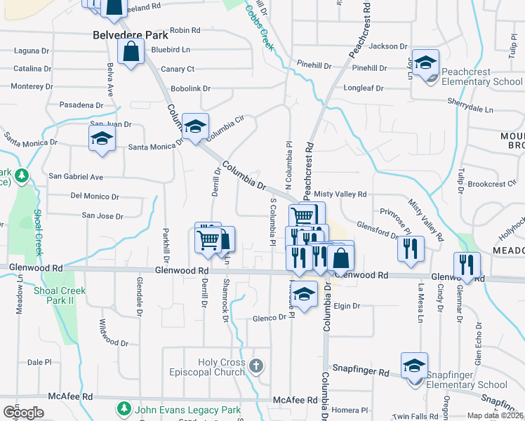 map of restaurants, bars, coffee shops, grocery stores, and more near 1776 McKenzie Dr in Decatur