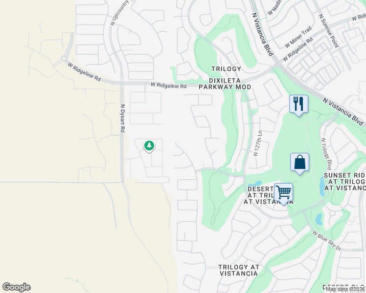 map of restaurants, bars, coffee shops, grocery stores, and more near 28415 North 130th Drive in Peoria