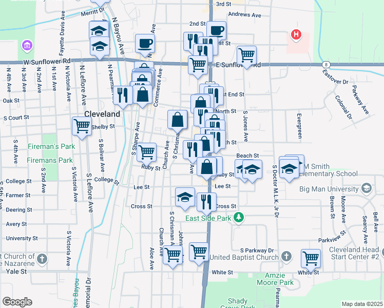 map of restaurants, bars, coffee shops, grocery stores, and more near 200 Roosevelt Street in Cleveland