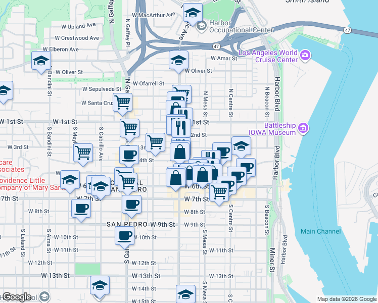 map of restaurants, bars, coffee shops, grocery stores, and more near 441 West 3rd Street in Los Angeles