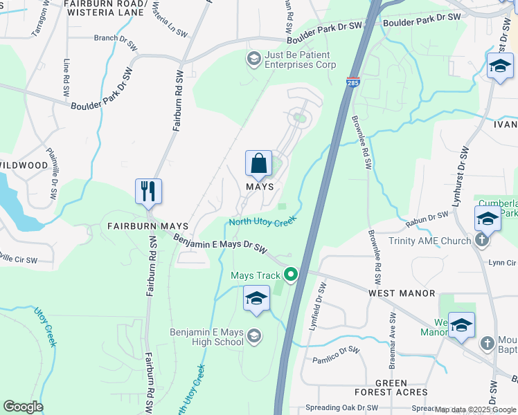 map of restaurants, bars, coffee shops, grocery stores, and more near 534 Constellation Overlook Southwest in Atlanta