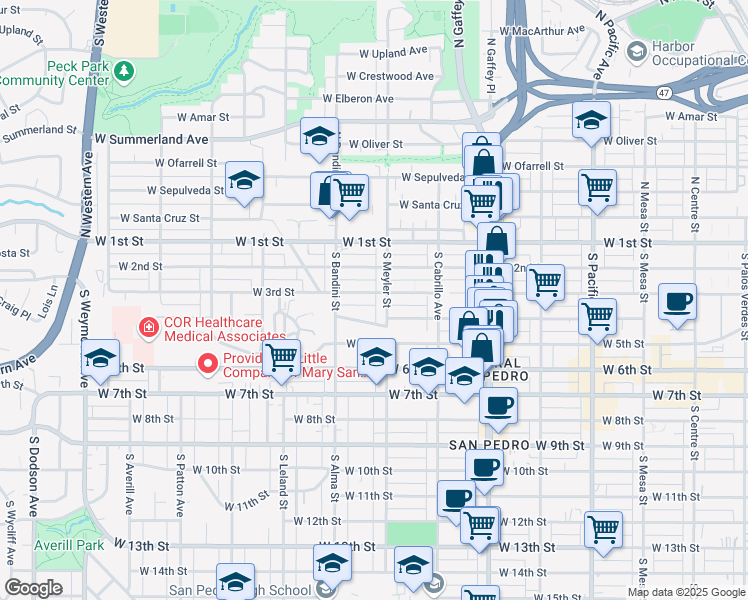 map of restaurants, bars, coffee shops, grocery stores, and more near 919 West 3rd Street in Los Angeles