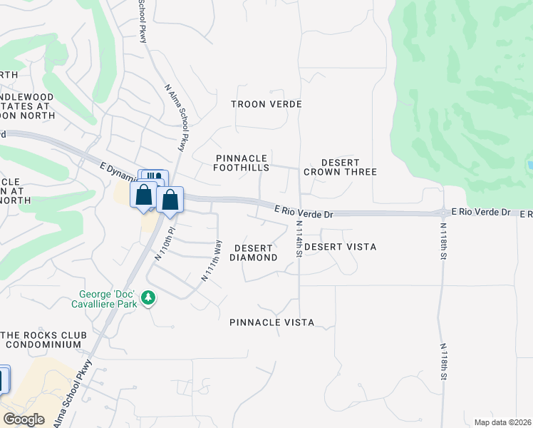 map of restaurants, bars, coffee shops, grocery stores, and more near 11302 East White Feather Lane in Scottsdale